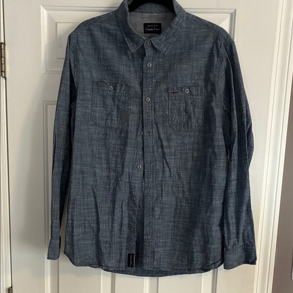 Jachs New York chambray Blue Casual Button Down Shirt